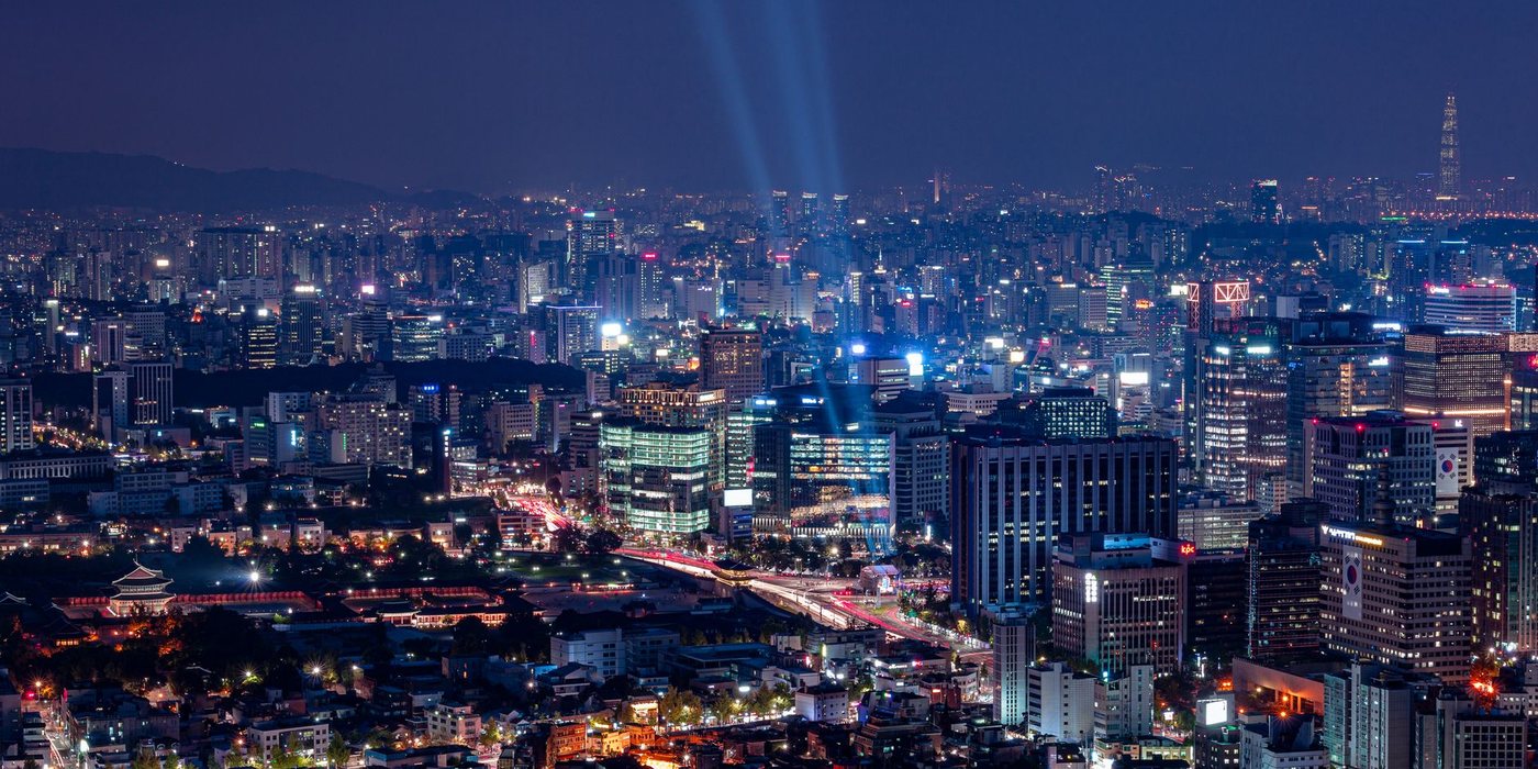 Seoul skyline and city neighborhoods in South Korea