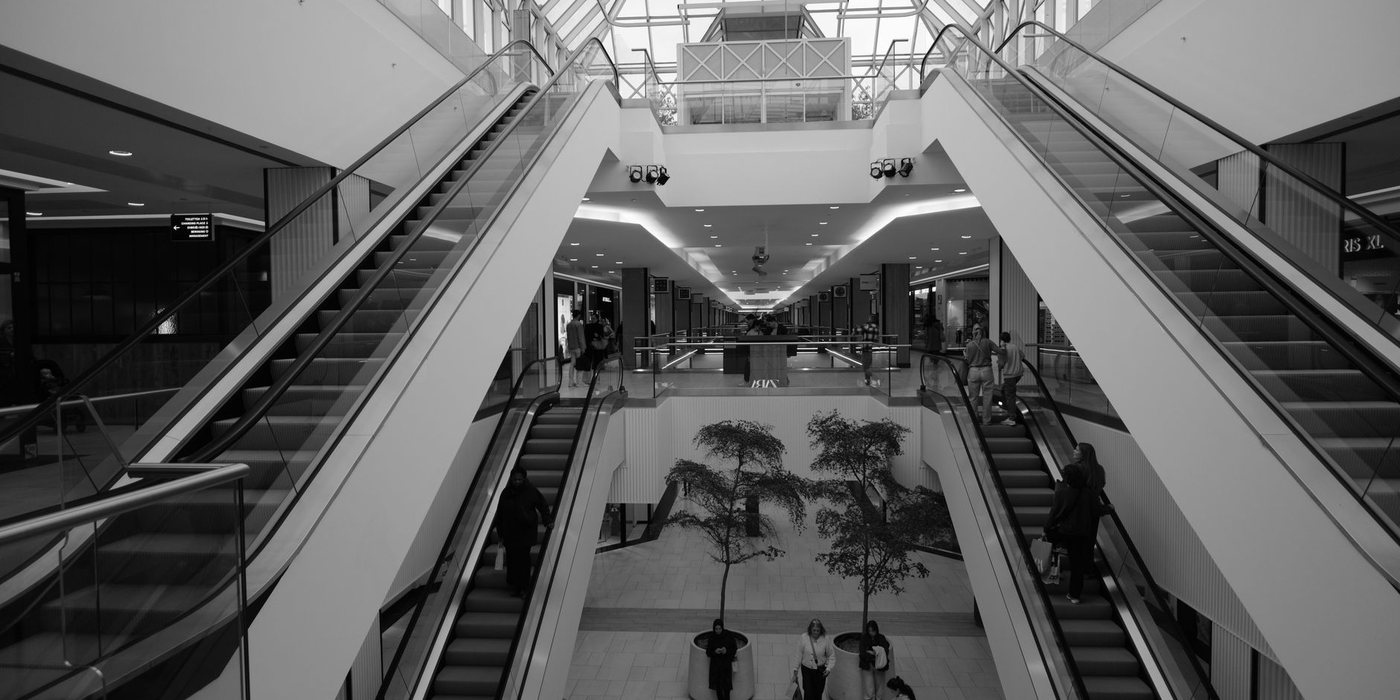 Modern indoor shopping centre with multiple levels